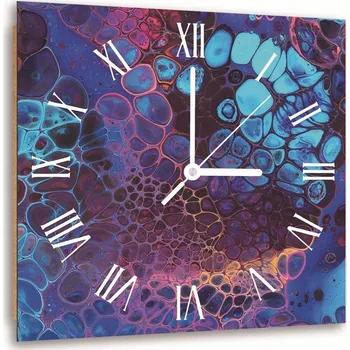 Hodiny Moderní dřevěné HODINY nástěnné s OBRAZEM 80x80 cm