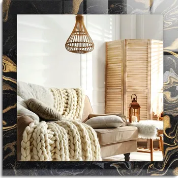 Zrcadlo Závěsné dekorativní Zrcadlo s potiskem Abstraktní mramorový vzor 60x60 cm