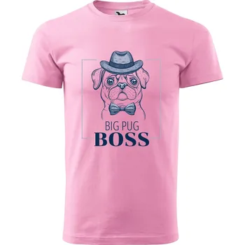 Pánské tričko DOBRÝ TRIKO Pánské tričko s potiskem Big pug boss Velikost: XS, Barva: Růžová