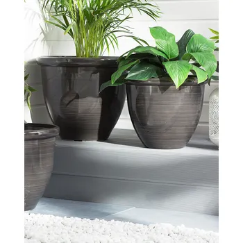 Květináč Květináč ⌀ 40 cm hnědý vyrobený z kamenné směsi polyresinu a skleněného vlákna kulatý moderní Beliani