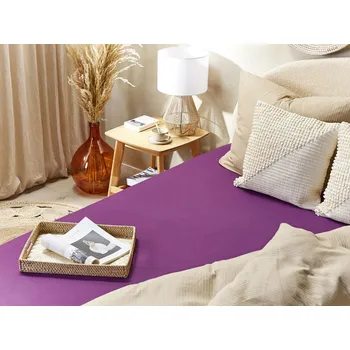 Prostěradlo Napínací prostěradlo fialové 140 x 200 cm elastické okraje klasická postelová plachta textilie do ložnice Beliani