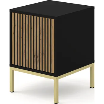 Noční stolek Noční stolek RAVENNA 41x40 stolek kontejner černý dub artisan, zlatý rám
