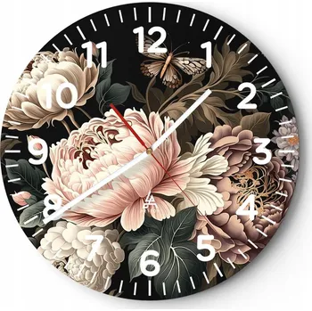 Hodiny Kuchyňské nástěnné hodiny 30x30 Botanika Moderní skleněné hodiny do obýváku Tiché
