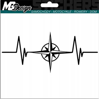Samolepicí dekorace na vozidlo SAMOLEPKA PULS Linie Života Růže Větrů Kompas 22x7