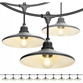 Dekorativní svítidlo SADA CRETE 2x Zahradní girlanda 5m kabel, 10m celkem, 10x černé stínidlo M2