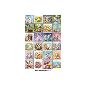 Jedlá dekorace na dort VELIKONOČNÍ 2, VARIANTA Fondánový list + VÝŘEZ 609