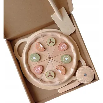 Dřevěná hračka Dřevěná Sada Pro Děti Pizza Kousky K Krájení Nůž Příslušenství