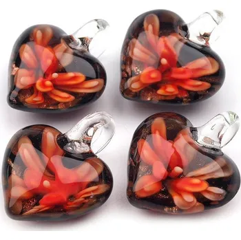 Přívěsek Skleněný přívěsek srdce 21x21 mm Varianta: 2 červená střední, Balení: 1 ks