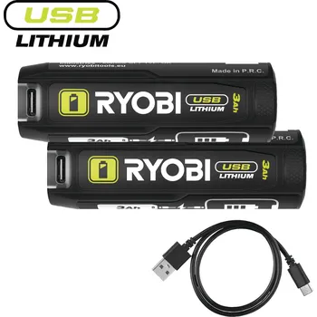 Ryobi RB4L30X2 (BP) 2x3.0Ah Akumulátor USB Lithium™ s ukazatelem stavu nabití