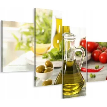 Obraz Vícedílný obraz Čerstvý OLIVOVÝ OLEJ Zelenina 160x100 cm