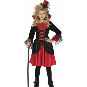 Karnevalový kostým KOSTÝM MALÉ VITORIÁNSKÉ UPÍRKY, PŘEVLEK, HALLOWEENSKÝ KOSTÝM, VELIKOST 104