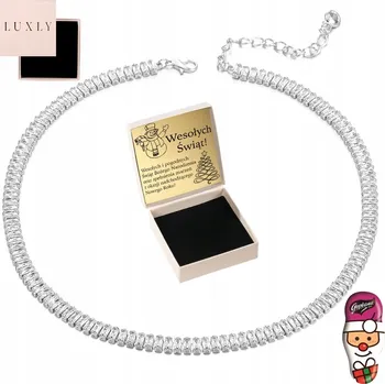 Náhrdelník DÁMSKÝ NÁHRDELNÍK SRERBNY 925 NASTAVITELNÝ S KRYSTALY CHOKER GRAVÍROVÁNÍ DÁREK