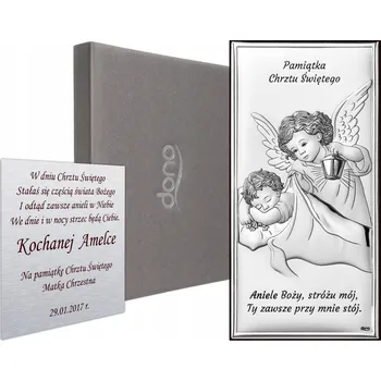 Obraz STŘÍBRNÝ OBRÁZEK ANDÍLEK DÁREK KE KŘTINÁM SVATÉHO