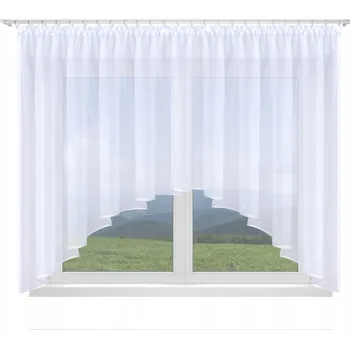 Záclona HOTOVÁ ZÁCLONA 300X180, OBLOUK, BÍLÁ VOÁL, LEMOVÁNÍ