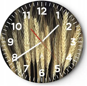 Hodiny Velké nástěnné hodiny na zeď 40x40 Obilí Skleněné hodiny Kulatý Tiché