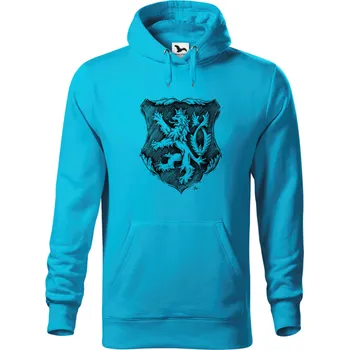 Dámská mikina Mikina - Znak - Český lev Barva: Modrá - tyrkysová (44), Velikost: XXL, Střih: Pánské