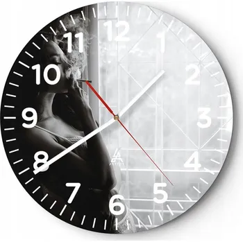 Hodiny Kuchyňské nástěnné hodiny 30x30 Žena Moderní skleněné hodiny do obýváku Tiché