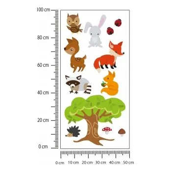 Samolepící dekorace Samolepka Roztomilá Pohádková Lesní Zvířátka Fólie Bílá 75x150