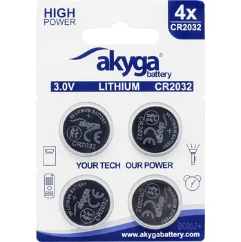 Článková baterie Lithiová baterie CR2032 Akyga AKY2100 3V / 210mAh 4ks