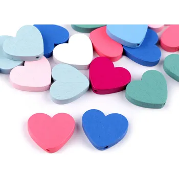 Korálek Dřevěné korálky srdce 20x23 mm Varianta: mix, Balení: 100 ks