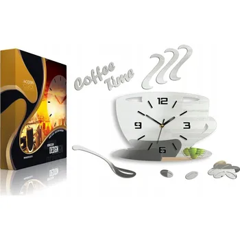 Hodiny Nástěnné hodiny Šálek 3D ZRCADLOVÁ TICHÁ