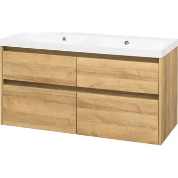 Koupelnový nábytek Mereo Opto, koupelnová skříňka s umyvadlem z litého mramoru 121cm, dub Riviera CN923M