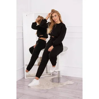 Zateplená černá souprava s krátkou mikinou K-Fashion, UNI i519_21666-U