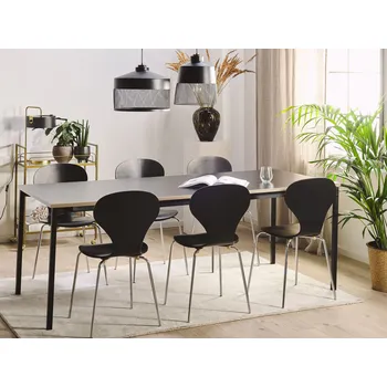 Jídelní stůl Rozkládací jídelní stůl černý MDF 140/190 x 90 cm 8místný moderní industriální styl jídelna Beliani