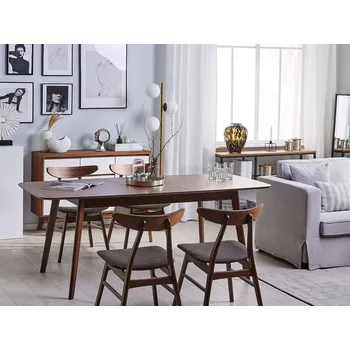 Jídelní stůl tmavý ořech 150/190 x 90 cm Roztahovací listové dřevěné nohy Minimalistický skandinávský Beliani