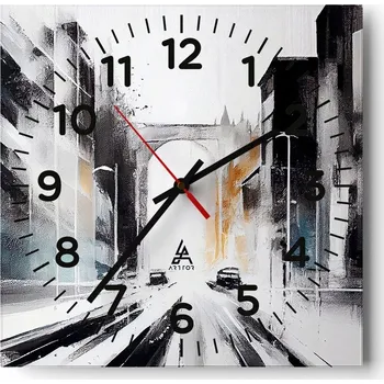 Hodiny Nástěnné hodiny do obýváku 40x40 Architektura Bezhlučné hodiny na skle Tiché