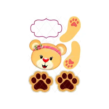 Jedlá dekorace na dort MEDVĚDÍ HOLČIČKA, VARIANTA Jedlý papír 306