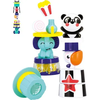 Hračka pro nejmenší Baby věž skládací kelímky stohovací se zvířátky plast