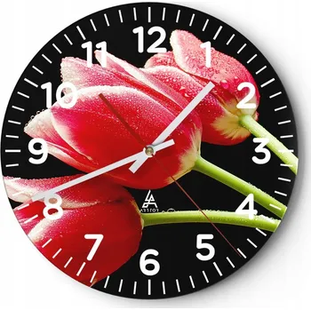 Hodiny Kuchyňské nástěnné hodiny 30x30 Květiny Moderní skleněné hodiny do obýváku Tiché