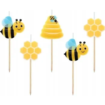 Dortová svíčka Zápichy do dortu muffiny Včelky 5 ks