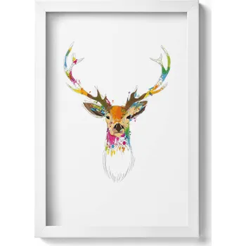 Obraz Ozdobný nástěnný obraz s grafikou Ilustrace barevná hlava jelena 20x30 cm