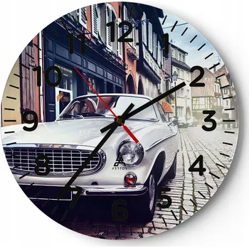 Hodiny Nástěnné hodiny do kuchyně 30x30 Auto Skleněné hodiny do obýváku Loft Tiché