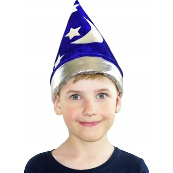 Pokrývka hlavy Kouzelnický klobouk Kouzelnický ČEPICE Karneval Kostým věštce modrý