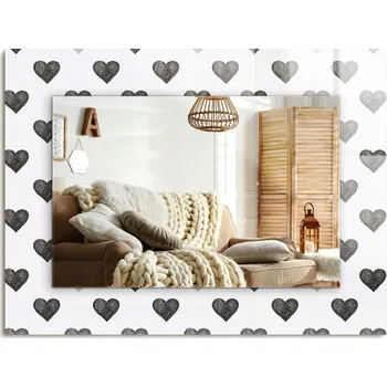 Zrcadlo Zrcadlo nástěnné s ozdobným skleněným rámem Černá srdce vzor 80x60 cm