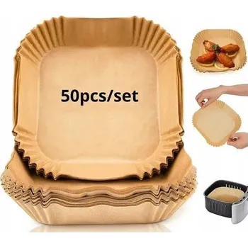 Pečicí papír PAPÍR NA PEČENÍ VLOŽKY DO FRITÉZY 20x20x4,5 CM - 50 KS