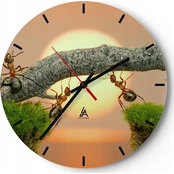 Hodiny Velké nástěnné hodiny na zeď 40x40 Natura Skleněné hodiny Kulatý Tiché