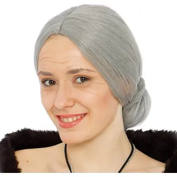 Karnevalová paruka Paruka babička šedá