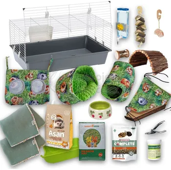 SpokojenéMorče.cz POKOJÍČEK "START" 100 cm - morčata na zelené