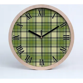 Hodiny Tiché nástěnné dřevěné hodiny zelená kostka průměr 30 cm