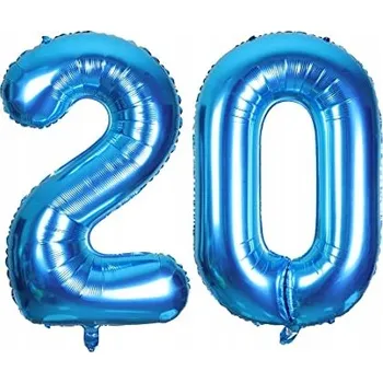 Balónek OBROVSKÝ BALÓNEK ČÍSLICE 20 MODRÝ BALÓNKY NAROZENINY 100 CM XL!