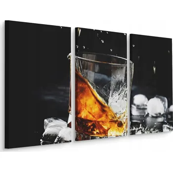 Obraz Obraz TRYPTYK do kanceláře Whisky Led Bar 3D 60x40