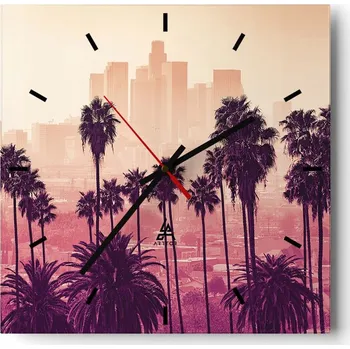 Hodiny Velké nástěnné hodiny na zeď 40x40 Město Skleněné hodiny Čtvercové Tiché