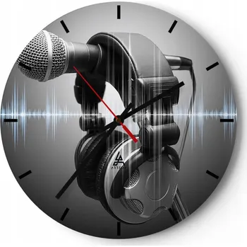 Hodiny Velké nástěnné hodiny 40x40 Mikrofon Skleněné hodiny Kulatý Tiché