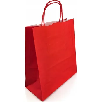 Dárková taška Papírová taška kraft červená s uchem 180x80x210 - 10 Ks.