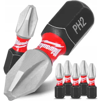 Bit 5x Bity do AKU šroubováku PH2 25 mm MILWAUKEE MAGNETICKÝ ŠROUBOVACÍ BIT Philips