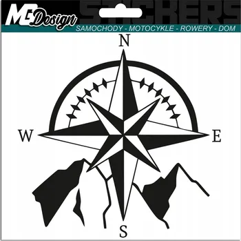 Samolepicí dekorace na vozidlo SAMOLEPKA na auto KOMPAS RŮŽE VĚTRŮ HORY 15x15